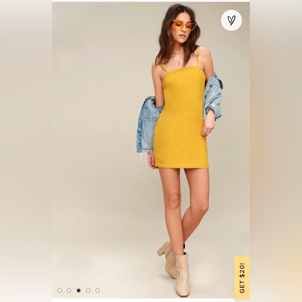 Lulus Toast To Life Mustard Yellow Mini Dress. NWT. - Picture 3 of 7